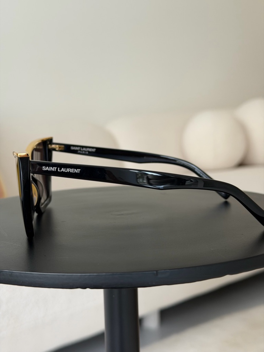 Saint Laurent Black and Gold Cat-Eye Sunglasses - Picture 5 of 9